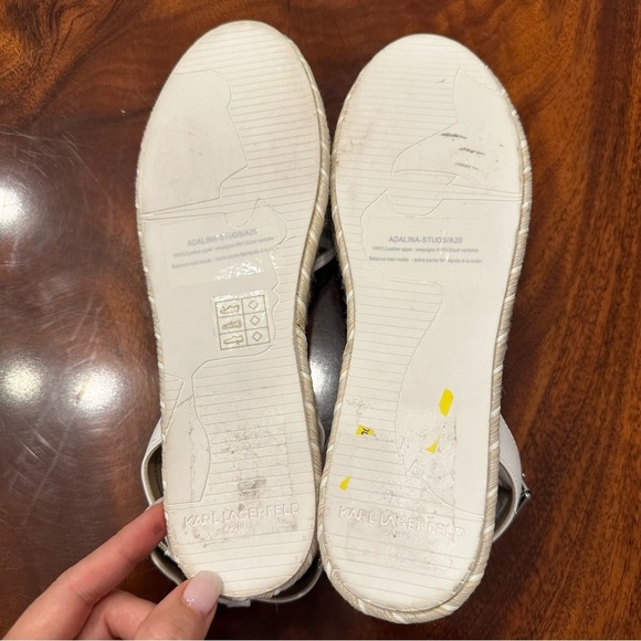 NWOT Karl Lagerfeld White Adalina-Studs Pearl Espadille Sandals size 7.5 - Picture 11 of 11